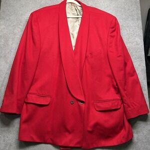 Mens Red Double Breasted Blazer Wool Cashmere Sport Coat Vintage Style 54